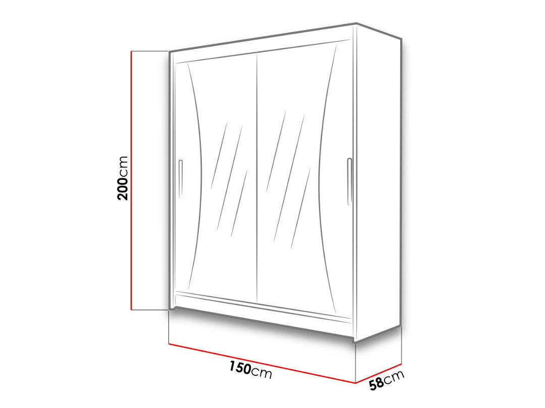 Skapis ar bīdāmām durvīm WESTA / PRESTO IX + LED cena un informācija | Skapji | 220.lv