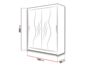 Шкаф с раздвижными дверями WESTA / PRESTO S + LED цена и информация | Шкафы | 220.lv