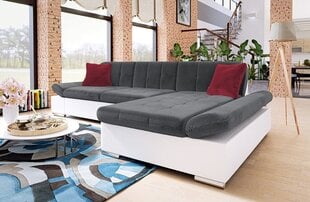 Izvelkamais stūra dīvāns MALWI, balts/pelēks cena un informācija | Stūra dīvāni | 220.lv