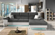 Izvelkamais stūra dīvāns COTERE MINI + LED, balts/tumši pelēks, stūris labajā pusē цена и информация | Stūra dīvāni | 220.lv
