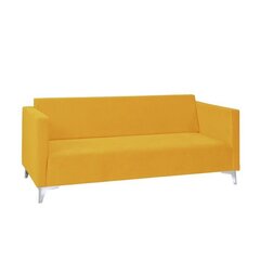 Dīvāns SZAFIR 3, dzeltens, spīdīgi sudrabaina kāju apdare cena un informācija | Dīvāni | 220.lv