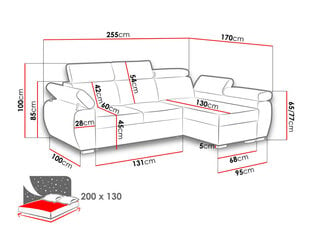Izvelkamais stūra dīvāns BOSTON MINI, tumši pelēks, stūris labajā pusē cena un informācija | Stūra dīvāni | 220.lv