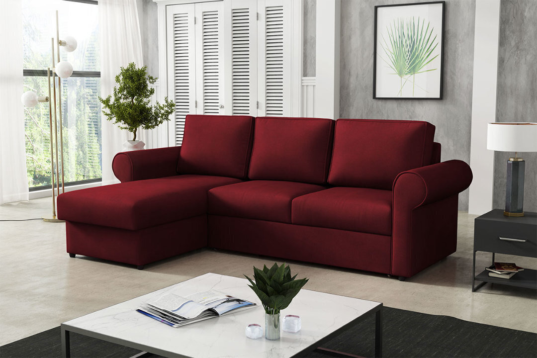 Izvelkamais stūra dīvāns MONACO, sarkans цена и информация | Stūra dīvāni | 220.lv