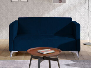 Dīvāns SZAFIR 2, tumši zils, spīdīgi sudrabaina kāju apdare цена и информация | Диваны | 220.lv