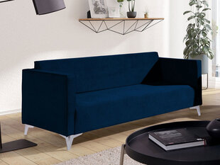 Dīvāns SZAFIR 3, tumši zils, sudrabaina kāju apdare cena un informācija | Dīvāni | 220.lv