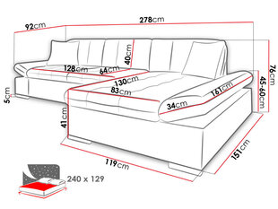 Izvelkamais stūra dīvāns MALWI + LED, balts/pelēks, stūris kreisajā pusē цена и информация | Диваны | 220.lv