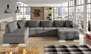 Izvelkamais stūra dīvāns NIKO + LED, pelēks, stūris labajā pusē цена и информация | Диваны | 220.lv