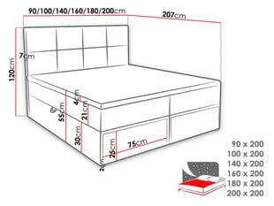Kontinentālā gulta GARDA LUX 140x200 cm cena un informācija | Gultas | 220.lv