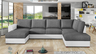 Izvelkamais stūra dīvāns Wilma, balts/tumši pelēks cena un informācija | Dīvāni | 220.lv