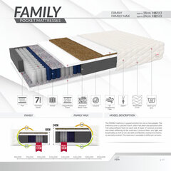 Atsperu matracis Family Pocket, 120 x 200 cm cena un informācija | Matrači | 220.lv