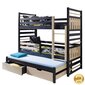3-vietīga divstāvu gulta Hipolit, 90 x 200 cm, venges/kapučīno apdares cena un informācija | Bērnu gultas | 220.lv