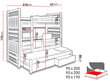 3-vietīga divstāvu gulta Hipolit, 90 x 200 cm, venges/kapučīno apdares cena un informācija | Bērnu gultas | 220.lv