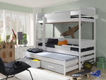 3-vietīga divstāvu gulta Quatro, 80 x 180 cm, balta/pelēka