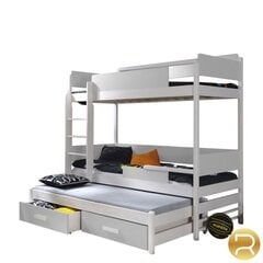 3-vietīga divstāvīgā gulta Quatro, 90 x 200 cm, balta/pelēka cena un informācija | Bērnu gultas | 220.lv