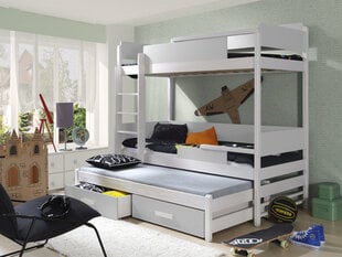 3-vietīga divstāvīgā gulta Quatro, 90 x 200 cm, balta/pelēka цена и информация | Детские кровати | 220.lv