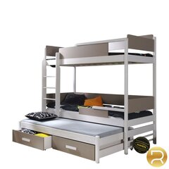 3-vietīga divstāvu gulta Quatro, 90 x 200 cm, balta/trifeles apdares cena un informācija | Bērnu gultas | 220.lv