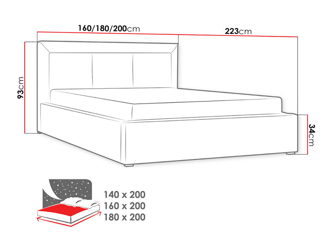 Gulta Moden, 160 x 200 cm, ar paceļamām redelēm, brūna cena un informācija | Gultas | 220.lv