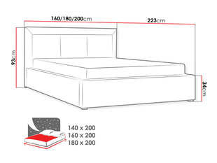 Кровать Moden 160x200 см с выдвижным основанием цена и информация | Кровати | 220.lv
