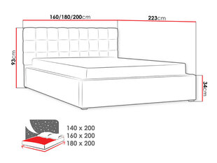 Кровать Malmo 140x200 см с выдвижным основанием цена и информация | Кровати | 220.lv