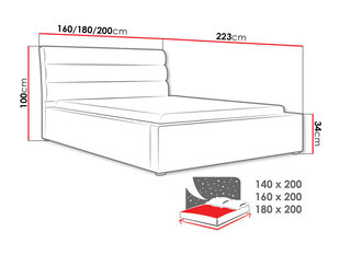 Кровать Moon 140x200 см с выдвижным основанием цена и информация | Кровати | 220.lv