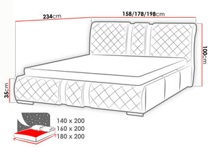 Кровать Niko 140x200 см с подъемным основанием цена и информация | Кровати | 220.lv