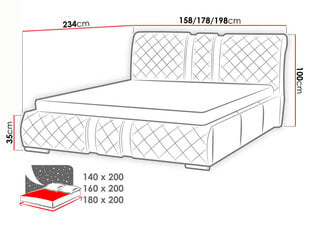 Кровать Niko 180x200 см с подъемным основанием   цена и информация | Кровати | 220.lv