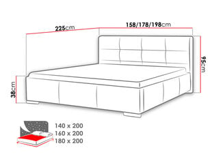 Кровать Lazio 140x200 см с подъемным основанием   цена и информация | Кровати | 220.lv