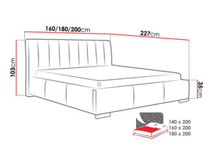 Кровать Milano 160x200 см с подъемным основанием   цена и информация | Кровати | 220.lv