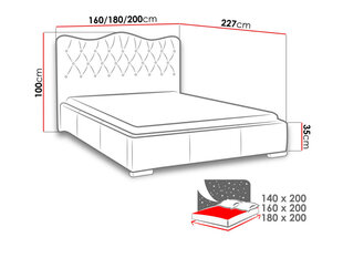 Кровать Santorini 160x200 см с подъемным основанием, белый цена и информация | Кровати | 220.lv