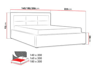 Gulta Clasic 140x200 cm ar paceļamu pamatni цена и информация | Кровати | 220.lv