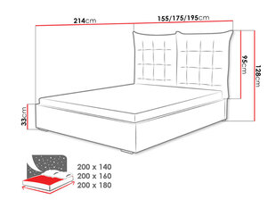 Gulta Szymek 140x200 cm ar paceļamu pamatni цена и информация | Кровати | 220.lv