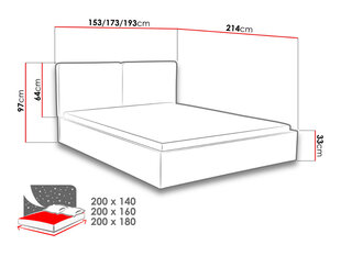 Кровать Szymek 160x200 см с подъемным основанием, коричневая с узором цена и информация | Кровати | 220.lv