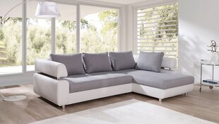 Izvelkamais stūra dīvāns Panama, balts/pelēks cena un informācija | Dīvāni | 220.lv