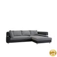Izvelkamais stūra dīvāns Panama, melns/pelēks