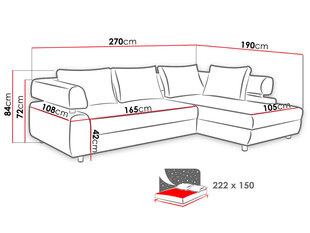 Izvelkamais stūra dīvāns Panama, balts/pelēks цена и информация | Угловые диваны | 220.lv