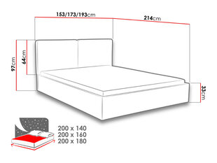 Кровать SZYMEK, 140x200 см цена и информация | Кровати | 220.lv