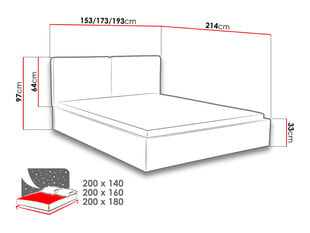 Gulta SZYMEK, 140 x 200 cm cena un informācija | Gultas | 220.lv