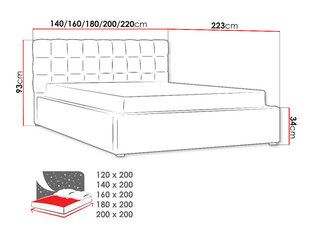 Кровать MALMO, 120x200 см цена и информация | Кровати | 220.lv