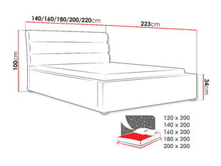 Кровать Moon, 200 х 200 см цена и информация | Кровати | 220.lv