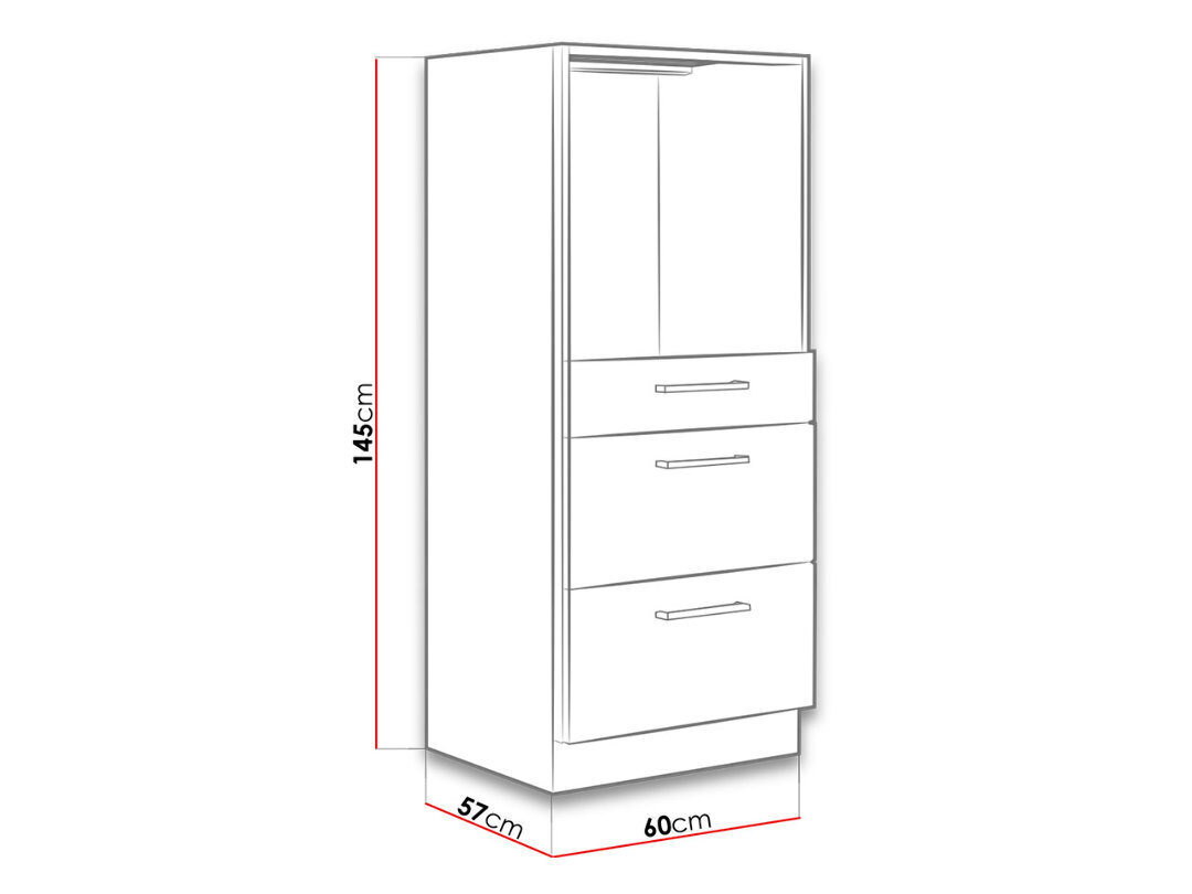 Virtuves skapis VIGO 60 DPS-145 3S BB cena un informācija | Virtuves skapīši | 220.lv