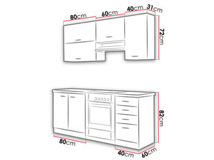 Virtuve 180 cm BIANCO II MULTILINE cena un informācija | Virtuves komplekti | 220.lv