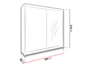 Шкаф с раздвижными дверьми Talin I + светодиодное освещение цена и информация | Шкафы | 220.lv