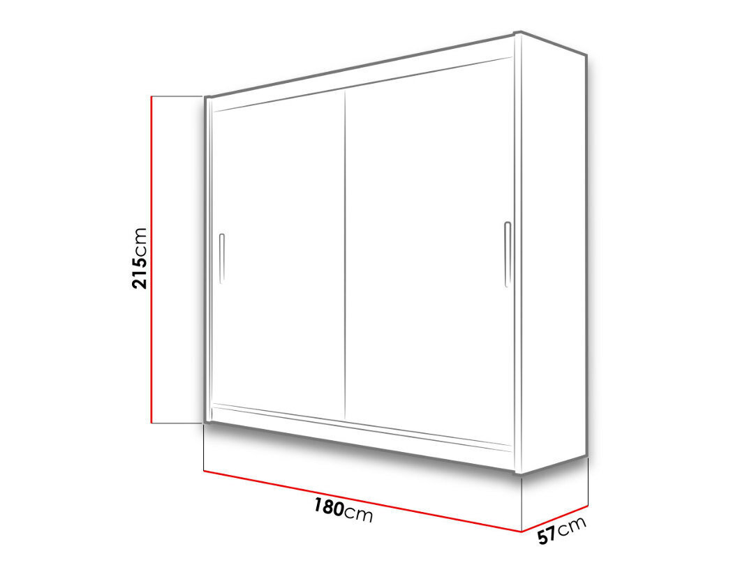 Drēbju skapis ar bīdāmajām durvīm Bega III 180 cm цена и информация | Skapji | 220.lv