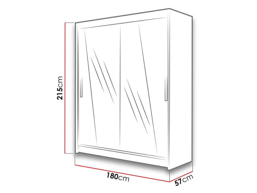 Drēbju skapis ar bīdāmajām durvīm Bega XIV + LED цена и информация | Skapji | 220.lv