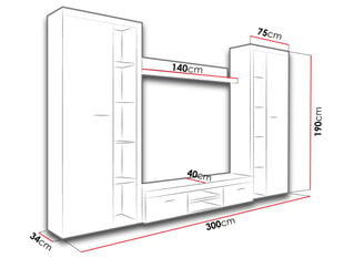 Sekcija: Rumba XL + balts LED apgaismojums цена и информация | Секции | 220.lv