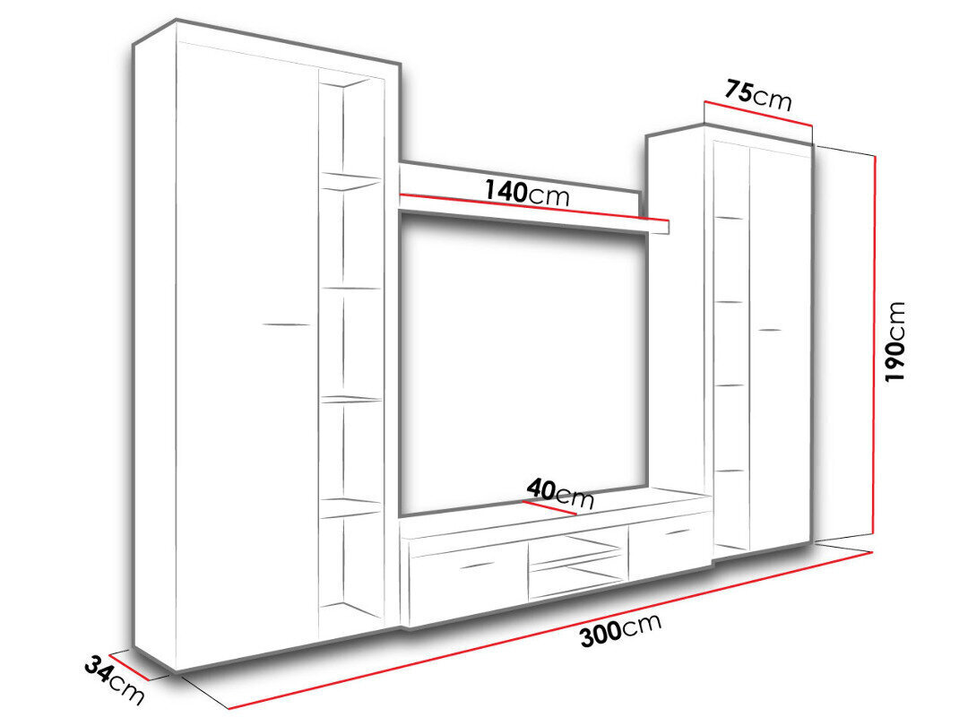 Sekcija: Rumba XL + balts LED apgaismojums цена и информация | Sekcijas | 220.lv