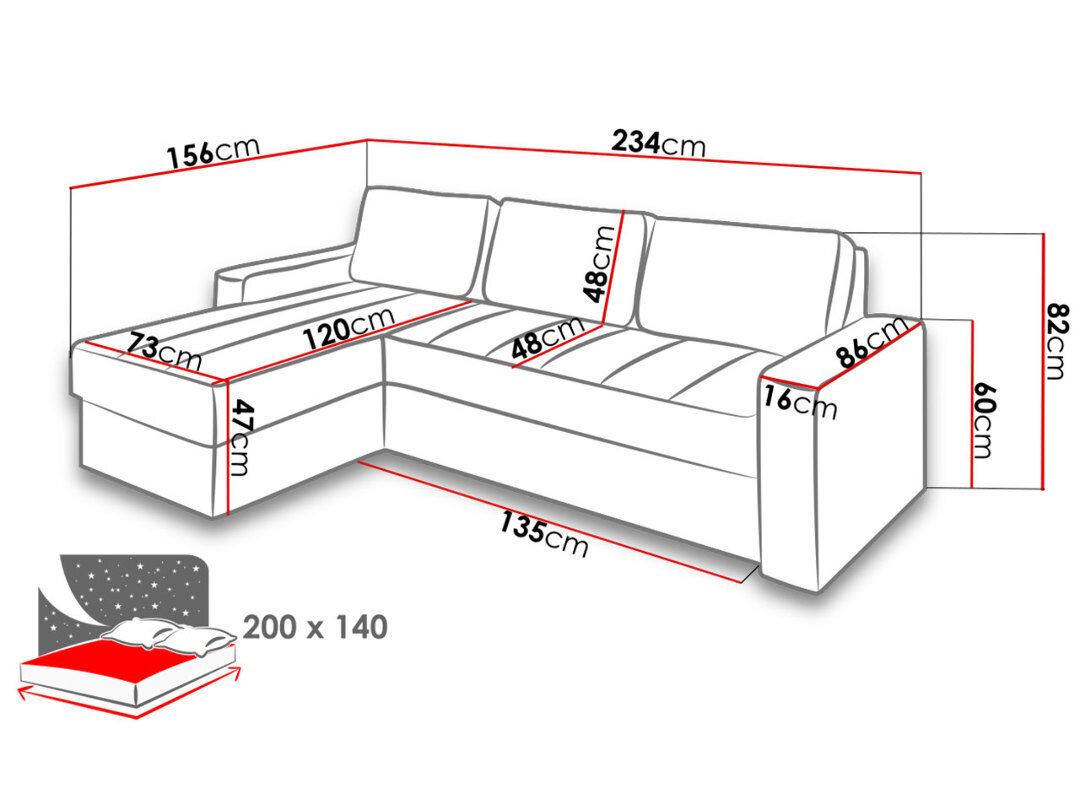 Izvelkamais stūra dīvāns Gordia cena un informācija | Dīvāni | 220.lv