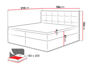 Kontinentālā gulta Luanda 180x200 cm цена и информация | Кровати | 220.lv