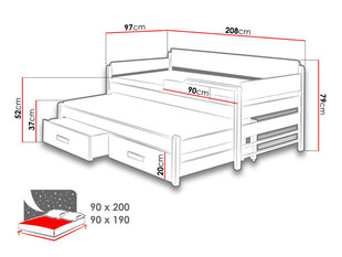 Gulta Dois, 90 x 200 cm, balta/trifeles peleka цена и информация | Детские кровати | 220.lv