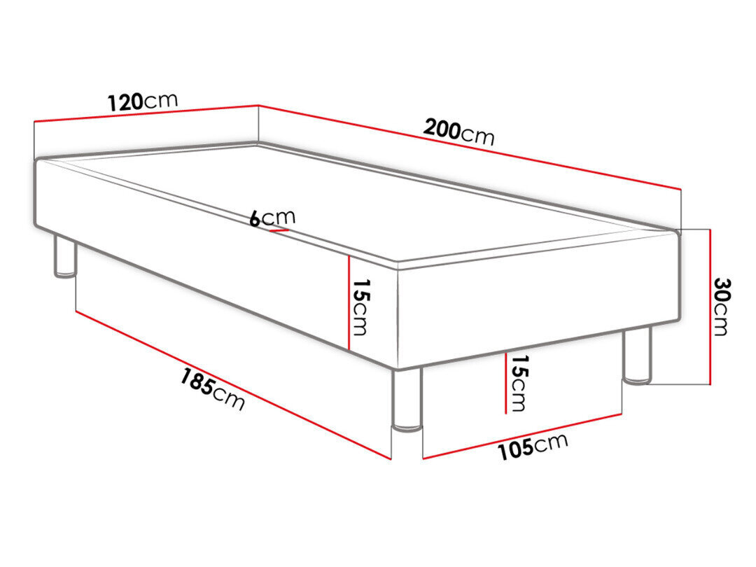 Kontinentālā gulta Lux, 120 x 200 cm + matracis cena un informācija | Gultas | 220.lv